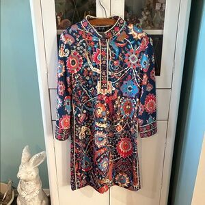 Gretchen Scott Designs Navy Multicolor Paisley Tunic Dress
